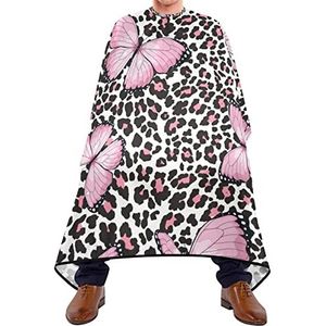 Haarknipschort 140 x 168 cm, vlinder en luipaard kappersschort verstelbare kappersjurk, zachte professionele saloncape, voor haarstyling, verven styling, kinderen