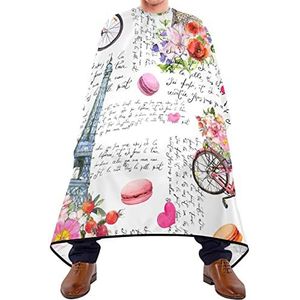 Haarknipschort 140 x 168 cm, Love In Paris haarsnit cape met kliksluiting of haak kappers snijjurk grote kappersschort, voor mannen, haarstyling, kappers
