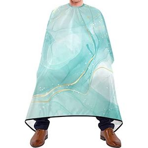 Haarknipschort 140 x 168 cm, marmeren aquarel groene kappers snijjurk duurzame haarsnijjurk unisex kappersschort, voor vrouwen, volwassenen, kinderen