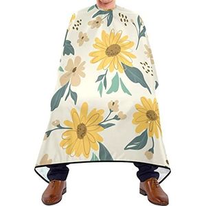 Haar knippen schort 140x168cm, zonnebloem beige kappersjurk met kliksluiting of haak kappersjurk grote haarsnijjurk, voor salon, kapperszaken, haarstyling