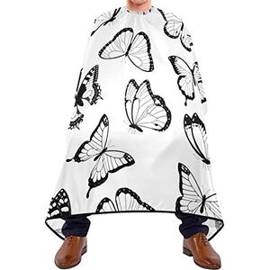 Haarknipschort 140 x 168 cm, zwart wit vlinder kappers cape unisex haarsnijjurk verstelbare kapper kapper cape, voor volwassenen, kinderen, kapperszaken