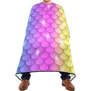 Kapper Cape 140x168cm, Mer-Maid Rainbow Scales Kapperjurk met kliksluiting of haak Salon Kapper Cape verstelbare haarstyling Cape, voor volwassenen, salon, mannen