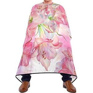 Kapper Cape 140 x 168 cm, Amaryllis Bloemen Roze Kappers Snijjurk Met Druksluiting Of Haak Kappersschort Unisex Professionele Salon Cape, Voor Kinderen, Haar Styling, Mannen