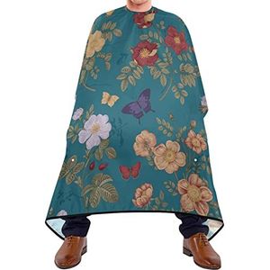 Kapper Cape 140x168cm, Wilde Rozen En Butterfies Kappers Snijjurk Grote Haar Snijjurk Verstelbare Kappers Schort, Voor Salon, Kappers, Verven Styling