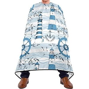 Kapper Cape 140x168cm, Vuurtorens Ankers Kappers Jurk Unisex Haar Knipjurk Waterdichte Haar Styling Cape, Voor Kapperszaken, Salon, Haar Styling