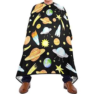 Kapper Cape 140x168cm, Galaxy Space Planets Haar Cut Cape Verstelbare Professionele Salon Cape Zachte Kappers Cape, Voor Haar Styling, Mannen, Kapper