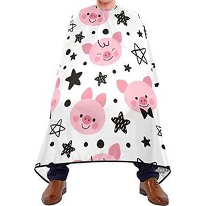 Kapperscape 140 x 168 cm, sterren en biggen, kappers, cape, waterdicht, kappers, kappers, kappers, verstelbare kapmantel, voor volwassenen en kinderen