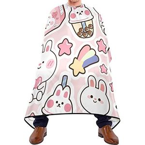 Kapper Cape 140x168cm, schattige konijnprint kappers cape grote haar snijjurk unisex kappersjurk, voor mannen, volwassenen, kinderen