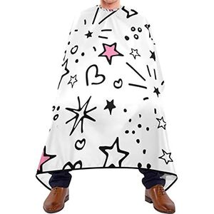 Haar knippen schort 140 x 168 cm, schattig cartoon patroon kappers snijjurk met kliksluiting of haak salon kapper cape waterdichte kappersschort, voor haarstyling, verven styling, mannen