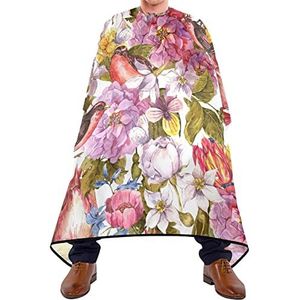 Haarknipschort 140 x 168 cm, vintage bloemenvogel kappersjurk, zacht haar gesneden cape duurzame kappers snijjurk, voor haarstyling, salon, mannen