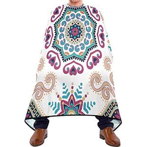 Kapper Cape 140x168cm, Boheemse keramische stijl haarsnit cape zachte salon kapper cape verstelbare professionele salon cape, voor volwassenen, haarstyling, kinderen