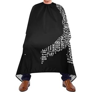 Haar snijden schort 140x168cm, golfer vorm woord kappers cape verstelbare professionele salon cape grote haar gesneden cape, voor haar styling, mannen, kapperszaken