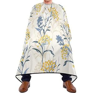Haarknipschort 140 x 168 cm, beige gele bloemen haar snijjurk unisex kappers snijjurk duurzame kappersjurk, voor volwassenen, salon, mannen