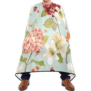 Haarknipschort 140 x 168 cm, bloemen, kappers, cape, uniseks, kappersjurk met kliksluiting of haak, voor volwassenen, vrouwen, kinderen