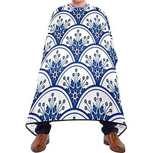Haarknipschort 140x168cm, blauwe en witte bloem keramische professionele salon cape unisex salon kapper cape duurzame kappers cape, voor haarstyling, volwassenen, mannen
