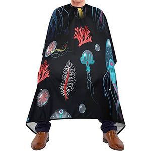 Kapper Cape 140x168cm, Ocean Kwallen Koralen Zeewier Kappers Snijjurk Waterdicht Haar Cut Cape Zacht Haar Styling Cape, Voor Haar Styling, Salon, Mannen