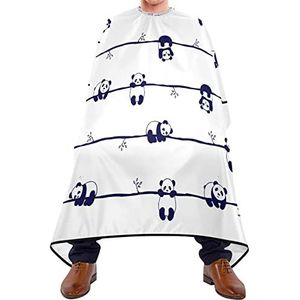 Kapperscape 140 x 168 cm, schattige panda strepen heren cape verstelbare salon barbier cape waterdichte kapper cape, voor kleuren en kinderen