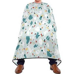 Kapper Cape 140x168 cm, mintgroen terrazzo salon kapper cape waterdichte haar snijjurk grote kappersjurk, voor kinderen, verven styling, volwassenen
