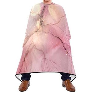Haarknipschort 140 x 168 cm, abstracte roze marmeren textuur kappersjas waterdichte kappersschort met kliksluiting of haak haarknipjurk, voor kinderen, vrouw, salon