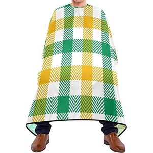 Kapper Cape 140x168cm, Geel Groen Geruite Kappers Schort Unisex Kappers Jurk Grote Salon Kapper Cape, voor het verven Styling, Mannen, Salon