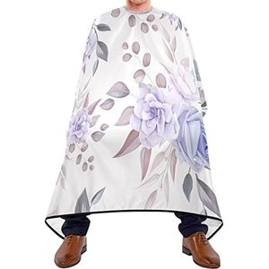 Kapper Cape 140x168cm, romantische paarse bloem kappers cape met kliksluiting of haak salon kapper cape verstelbare kappersjurk, voor mannen, salon, kinderen