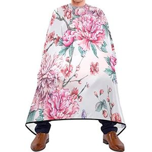 Haarknipschort 140 x 168 cm, roze bloemen, salon, kapper, cape, verstelbare kappersschort, uniseks kappersjurk, voor kapperszaken, haarstyling, kappers
