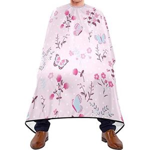 Kapperscape 140 x 168 cm, bloemen en vlinders, kapper cape, verstelbare kapperscape, waterdicht, uniseks, voor kapsalon, kleuren