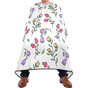 Kapperscape 140 x 168 cm, doodle bloemen roos professionele kappersjurk mode kapper cape waterdichte kapper cape voor kleuren kapsalon