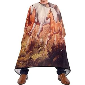 Kapper Cape 140x168cm, rennende paarden kappers cape met kliksluiting of haak haarsnit cape grote haarsnijjurk, voor salon, haar styling, mannen