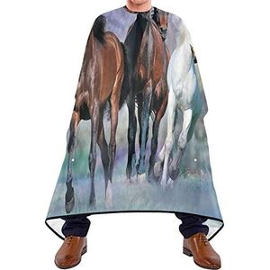 Haar knippen schort 140x168cm, paard rennen schilderij kappers snijjurk unisex kappers schort waterdichte kappers cape, voor kappers, kappers, vrouw