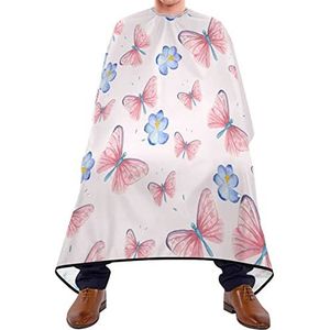 Kapper Cape 140x168cm, Roze Vlinder Bloem Haar Cut Cape Unisex Haar Snijden Jurk Waterdichte Kapper Jurk, Voor Kappers, Volwassenen, Vrouw