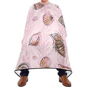 Haar knippen schort 140x168cm, Mooie Zeeschelp Roze Haar Cut Cape Verstelbare Haar Snijden Jurk Waterdichte Kappers Cape, Voor Salon, Vrouw, Kapper