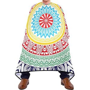 Haarknipschort 140x168cm, Kleurrijke Mandala Print Salon Kapper Cape Zachte Kappers Jurk Waterdichte Kappers Schort, Voor Kappers, Haar Styling, Verven Styling