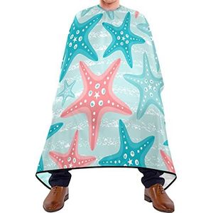 Haar knippen schort 140x168cm, zeepatroon met zeesterren kappers cape grote haar gesneden cape met kliksluiting of haak haarstyling cape, voor salon, verven styling, volwassenen