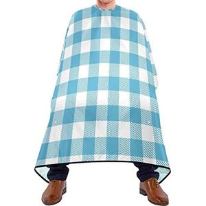 Haarknipschort 140 x 168 cm, blauw geruit patroon haarsnijjurk grote kappers snijjurk zacht haar gesneden cape, voor mannen, vrouwen, kinderen
