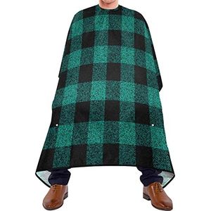 Kapper Cape 140x168cm, groene buffel geruite kappersjurk met kliksluiting of haak professionele salon cape waterdichte salon kapper cape, voor kapperszaken, mannen, verven styling