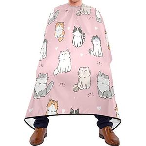 Kapper Cape 140x168cm, Roze Katten Patroon Salon Kapper Cape Verstelbare Haar Cut Cape Unisex Kapper Jurk, Voor Kapperszaak, Salon, Haar Styling