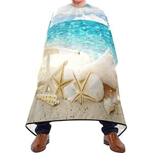 Haar knippen schort 140x168cm, zomer strand zeesterren kappersschort verstelbare haarsnit cape grote haarsnijjurk, voor kapperszaken, haarstyling, salon