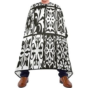 Haarknipschort 140 x 168 cm, zwarte Mexicaanse Talavera kappersschort, uniseks, kappersschort met kliksluiting of haak kappersjurk, voor kapperszaken, haarstyling, kappers
