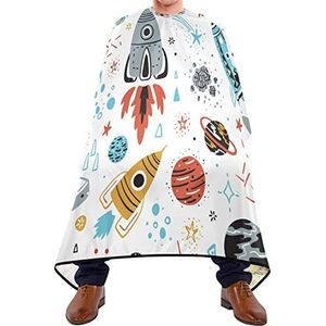 Haar knippen schort 140x168cm, Cartoon Rockets Haar Cut Cape Waterdichte Kappers Cape Unisex Kapper Jurk, Voor het verven Styling, Haar Styling, Mannen