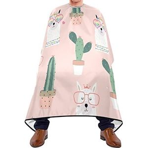 Haar knippen schort 140x168cm, lama & cactus print professionele salon cape grote kapper jurk waterdichte kappers snijjurk, voor salon, kappers, kinderen