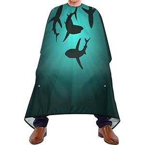 Haarknipschort 140 x 168 cm, diepzeehaai, professionele saloncape met kliksluiting of haak, kappersschort, duurzame kappersmantel, voor volwassenen, salon, vrouw