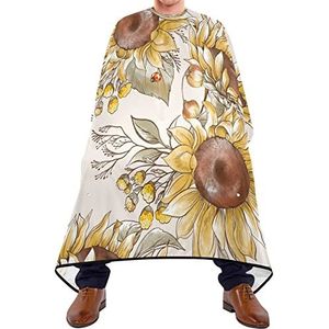 Haarknipschort 140 x 168 cm, vintage zonnebloem kappers cape verstelbare kappers snijjurk met kliksluiting of haak haarknipjurk, voor kapperszaken, haarstyling, salon
