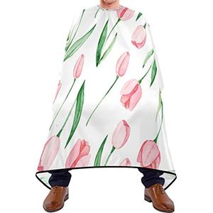 Haar knippen schort 140x168cm, roze tulpen bloem kappers cape grote salon kapper cape verstelbare professionele salon cape, voor verven styling, volwassenen, vrouw