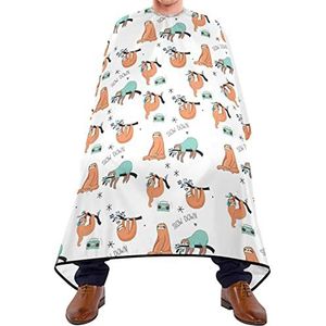 Kapper Cape 140x168cm, Cartoon Luiaard Haar Snijjurk Duurzame Kappers Cape Met Snap Sluiting Of Haak Haar Styling Cape, Voor Kappers, Vrouw, Verven Styling