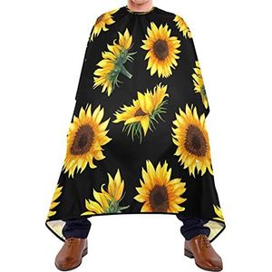 Haar knippen schort 140x168cm, zwarte zonnebloem kappers snijjurk duurzame salon kapper cape grote kappersjurk, voor haarstyling, kapperszaken, mannen