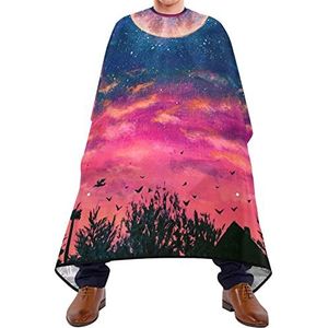 Haarknipschort 140 x 168 cm, mooie Super Moon Salon Kapper Cape met kliksluiting of haak kappers Cape Duurzame Professionele Salon Cape, voor haarstyling, kappers, kinderen