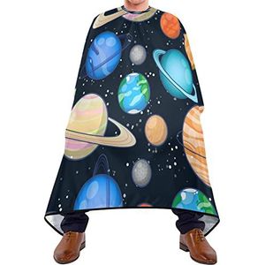 Haar knippen schort 140x168cm, Cartoon Zonnestelsel Kappers Cape Grote Kappers Schort Waterdichte Haar Snijden Toga, Voor Vrouw, Kapperszaken, Kinderen