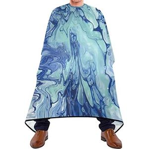 Kapper Cape 140 x 168 cm, blauwe waterrimpel print salon kapper cape grote kappersschort met kliksluiting of haak haarsnit cape, voor kinderen, kappers, haarstyling