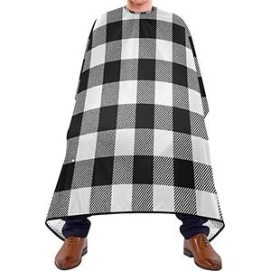 Kapper Cape 140x168cm, Plaid Buffalo Wit Zwart Haar Snijjurk Unisex Salon Kapper Cape Grote Kappers Snijjurk, Voor Kappers, Haar Styling, Mannen